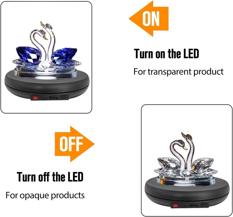 JAYEGT Motorized Rotating Display Stand with 5 Color LED Light , 10 inch /55lbs Load, 360 Degree Electronic Turntable Display Stand for Photography Products Shows, Jewelry, Watch, 3D Models, Cake - Image 2